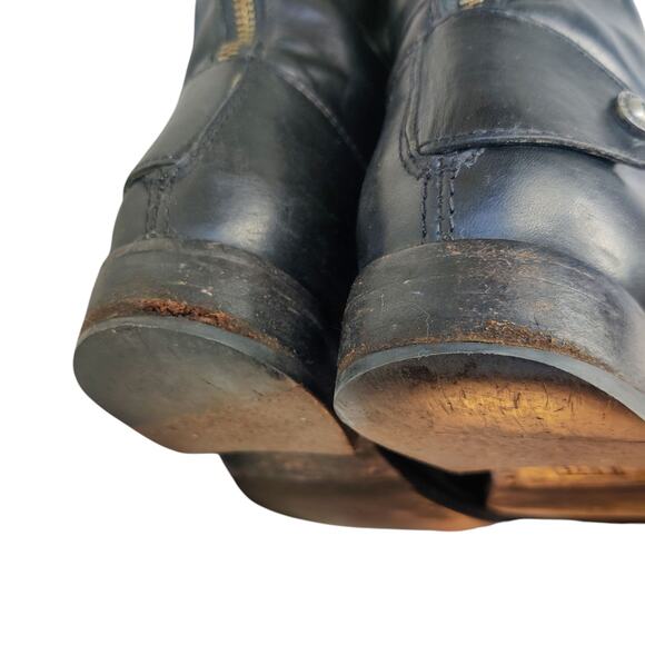 Frye Melissa Black Smooth Leather Knee High Button Back Zip Riding Boots 8 - Picture 12 of 15